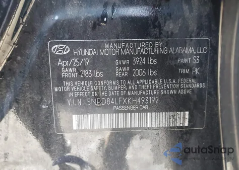 2019 Hyundai Elantra Value Edition z USA, uszkodzony, nr VIN 5NPD84LFXKH493192